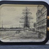 Large leather and fiberglass tray Manufacture Manover