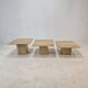 Ensemble de 3 tables basses ou d'appoint en travertin, Italie, 1980s