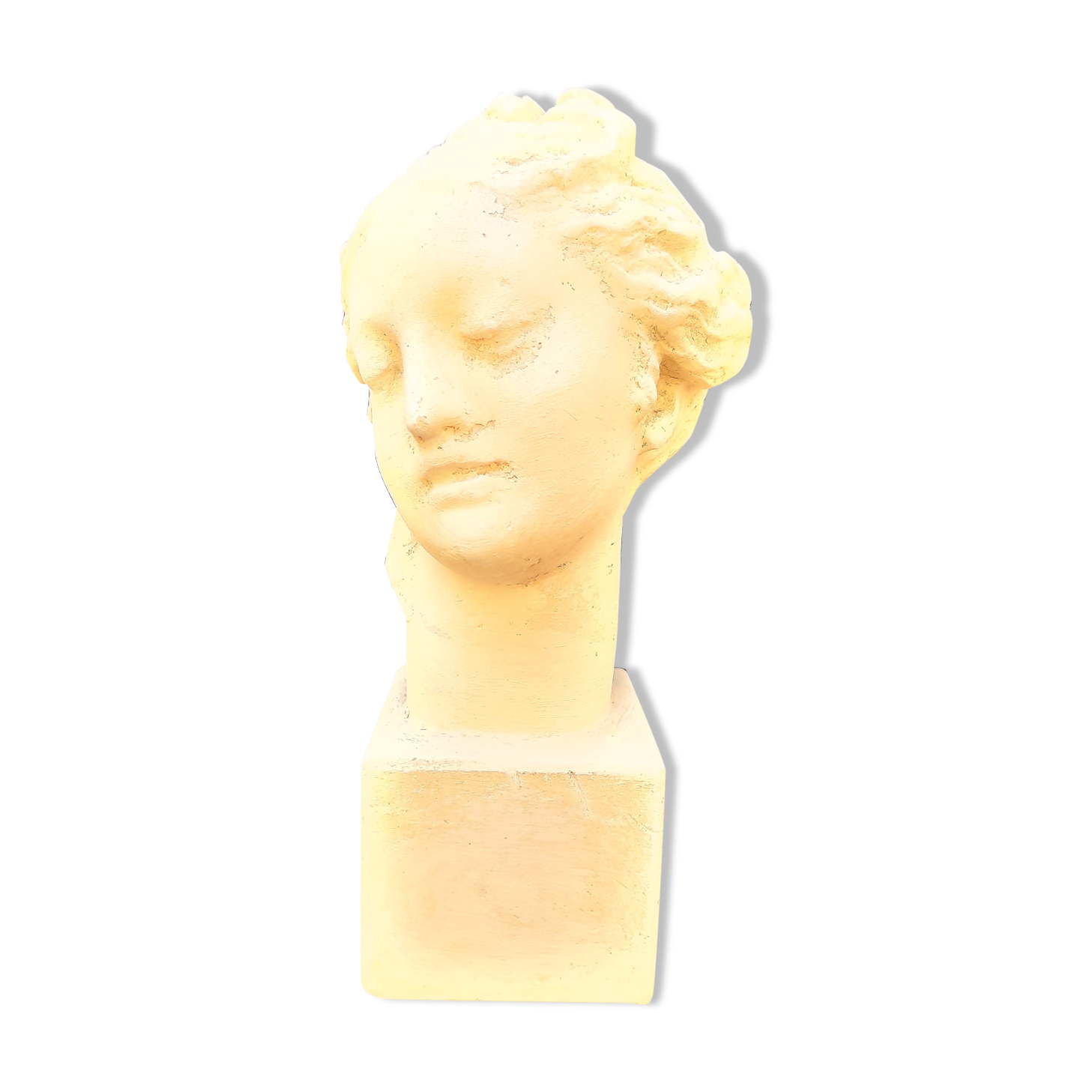 Sculpture, Bust of a woman in beige white plaster