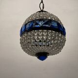 Crystal Beaded Bronze Light Pendant 1950’s