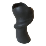 Free-form vase in black ceramic by Louis Giraud in Vallauris, circa 1960.