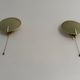 Pair of green plexiglass and gold metal wall lights by Erco, 1950s, Germany.