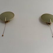Pair of green plexiglass and gold metal wall lights by Erco, 1950s, Germany.