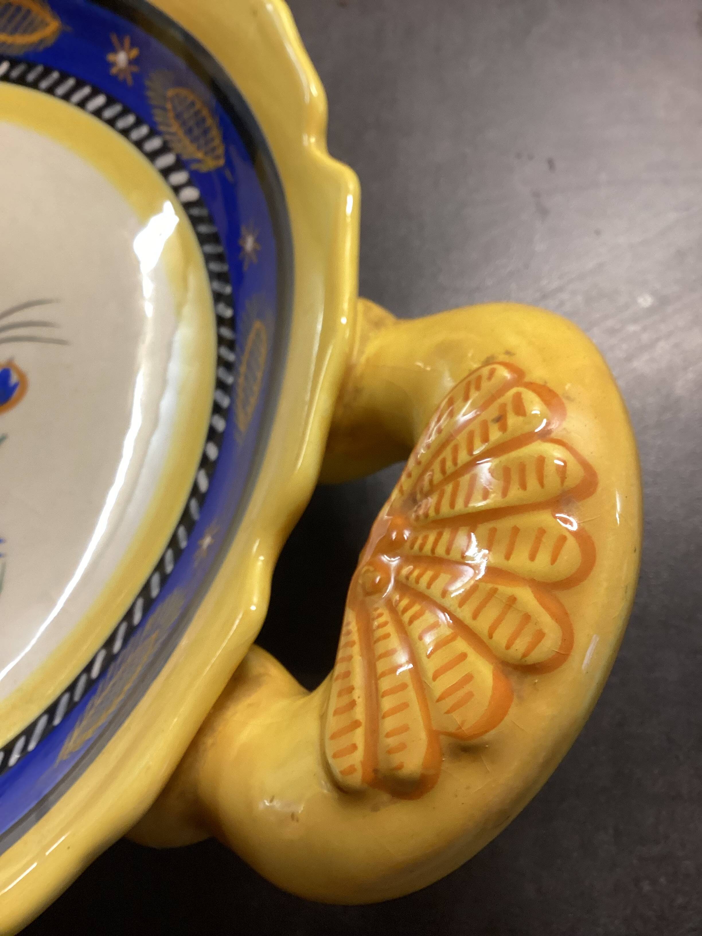 Vintage Henriot Quimper Large, Handled Fruit Bowl