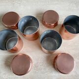Set of 4 covered copper pots