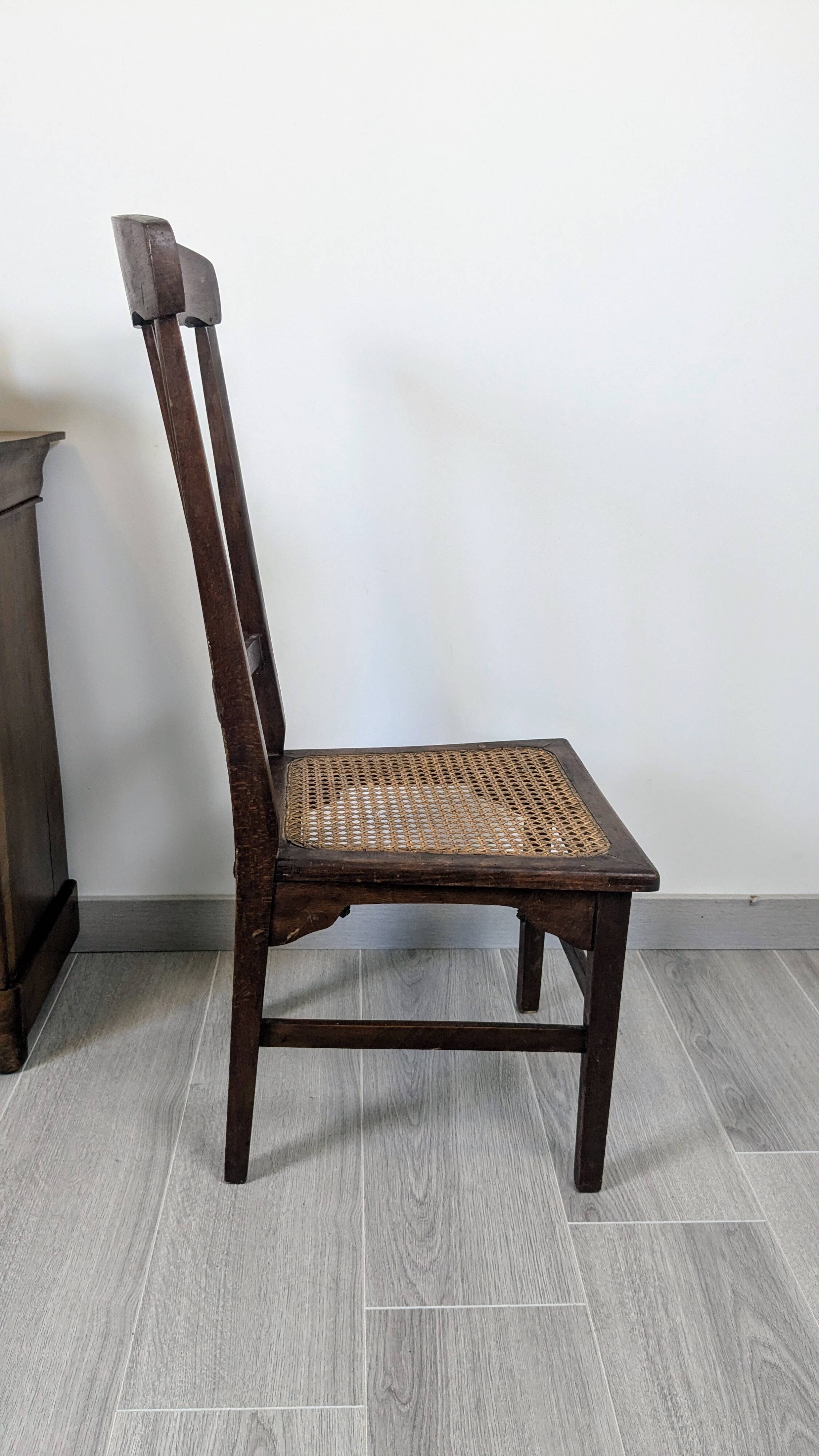 Stella nurse's chair in dark wood and cane