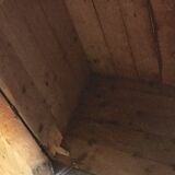 Large blue trunk made of metal and wood