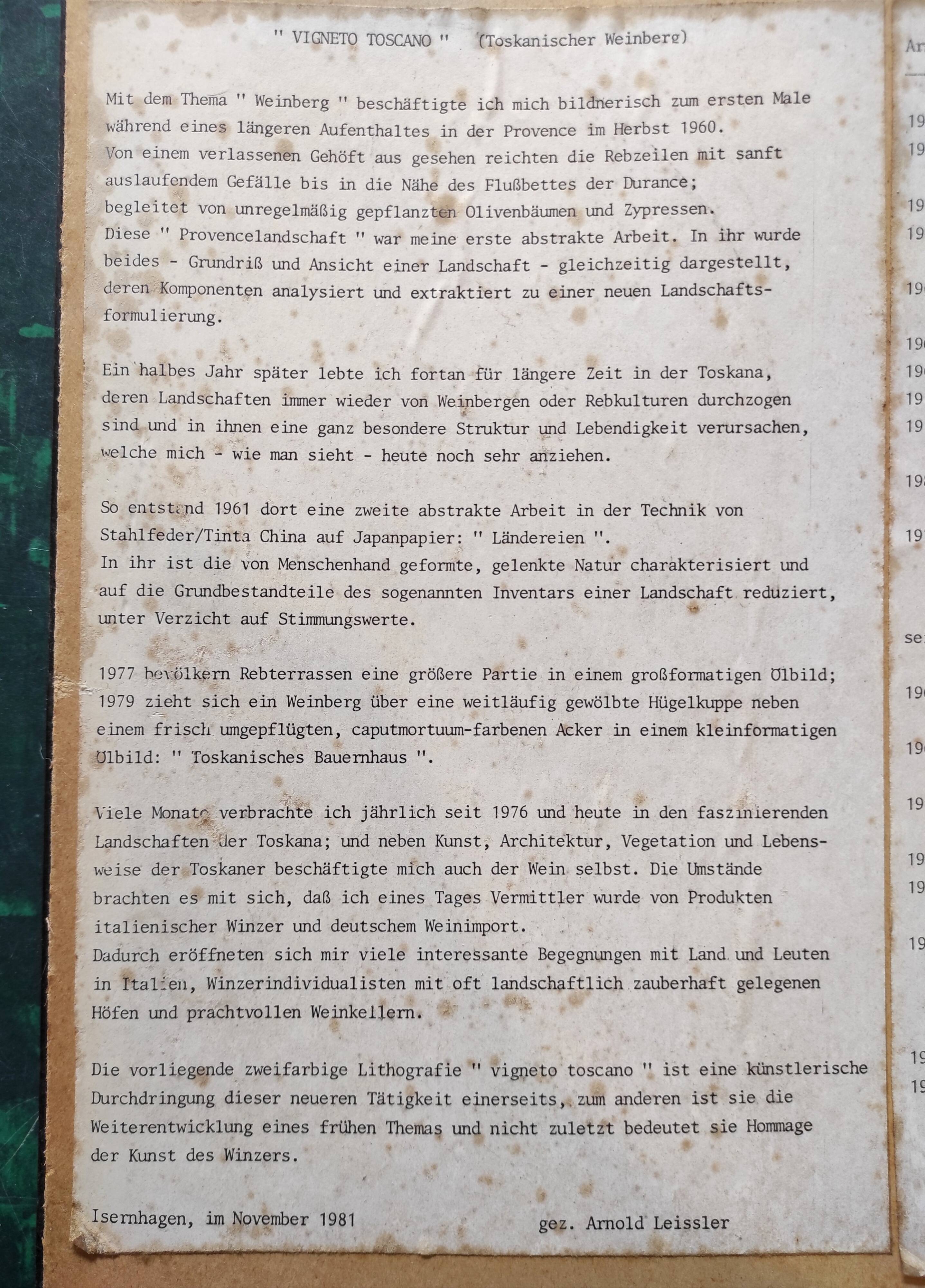 Lithograph of Arnold Leissler, 1981