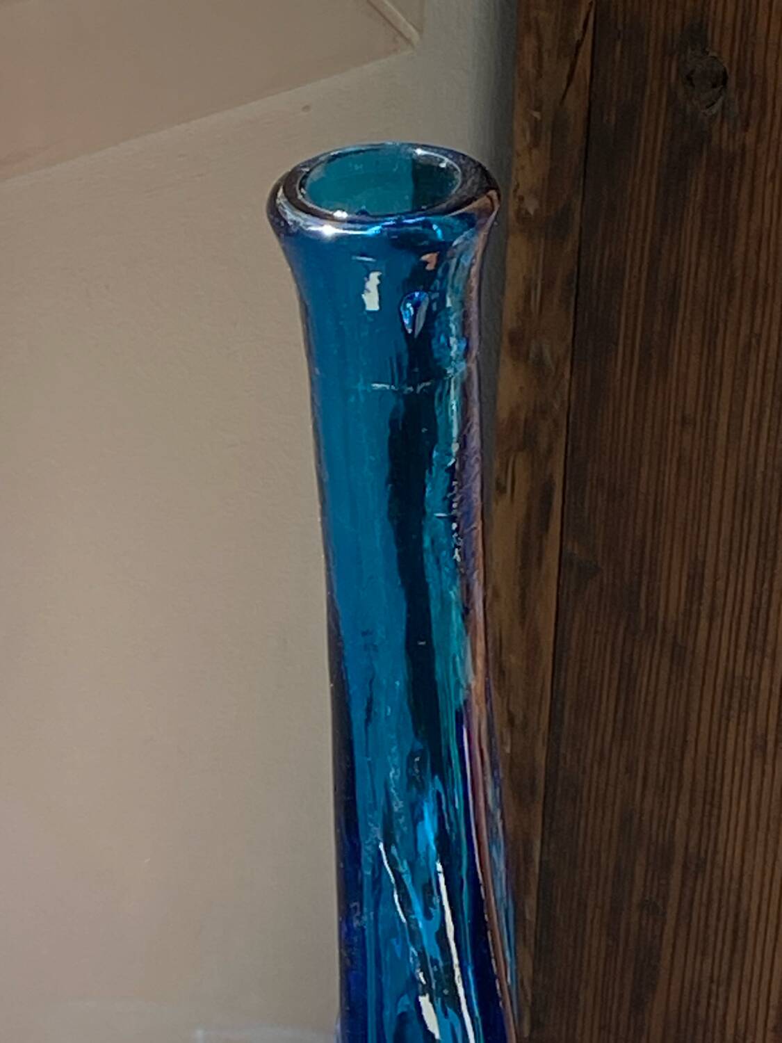 Blue glass vase, 1960s, Gunther Lambert