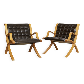 Pair Peter Hvidt & Orla Mølgaard-Nielsen AX Chairs for Fritz Hansen