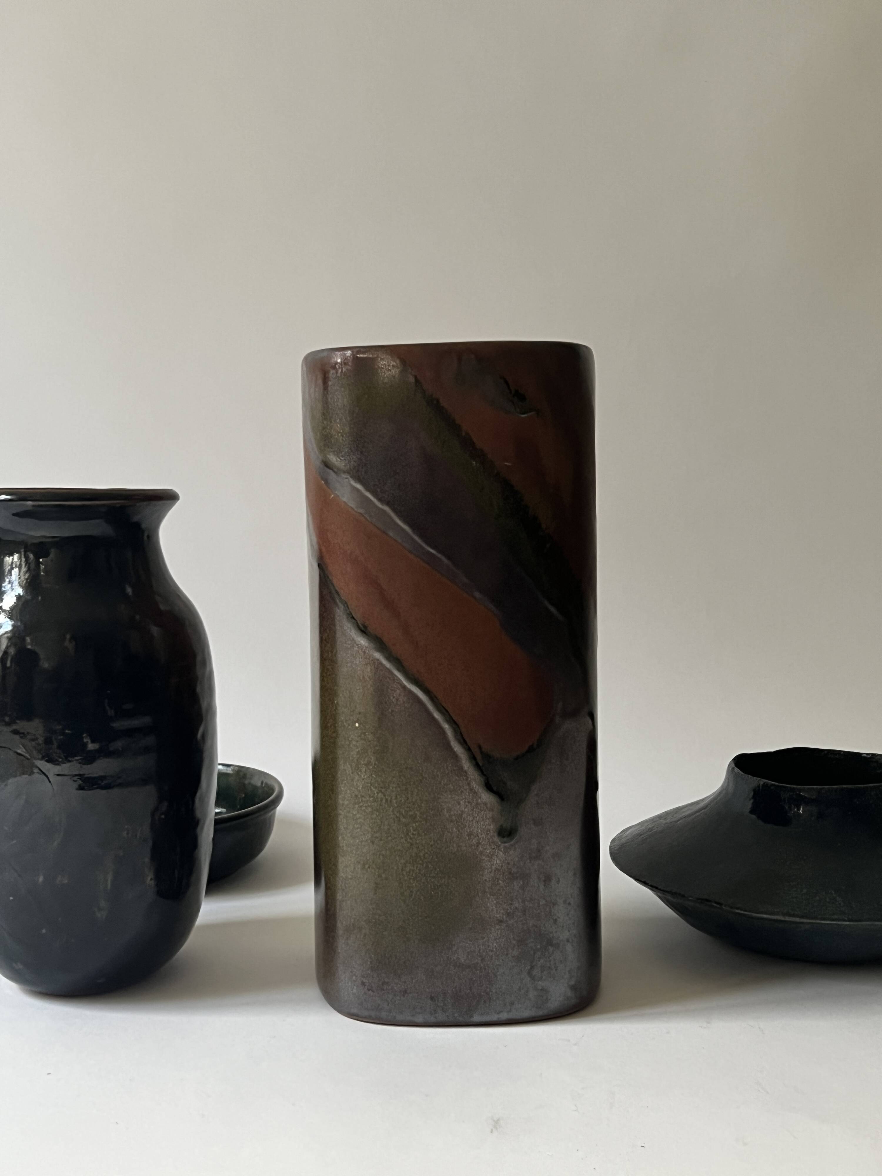 Large iridescent ceramic vase signed Jean Yves Lemonnier, France 1970