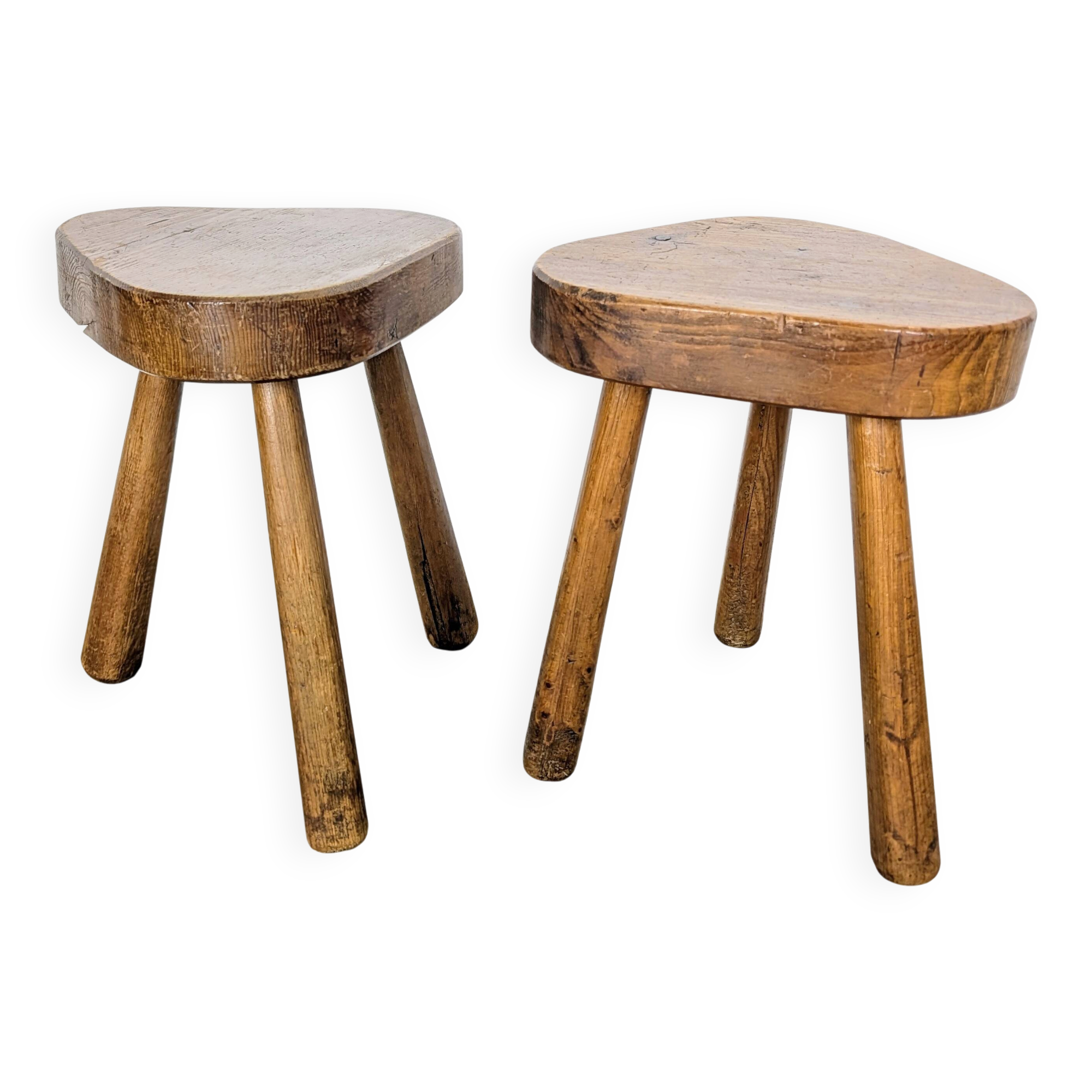Paire de tabourets brutalistes