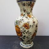 Old vase h becquet ceramic décor flowers made in belgium vintage