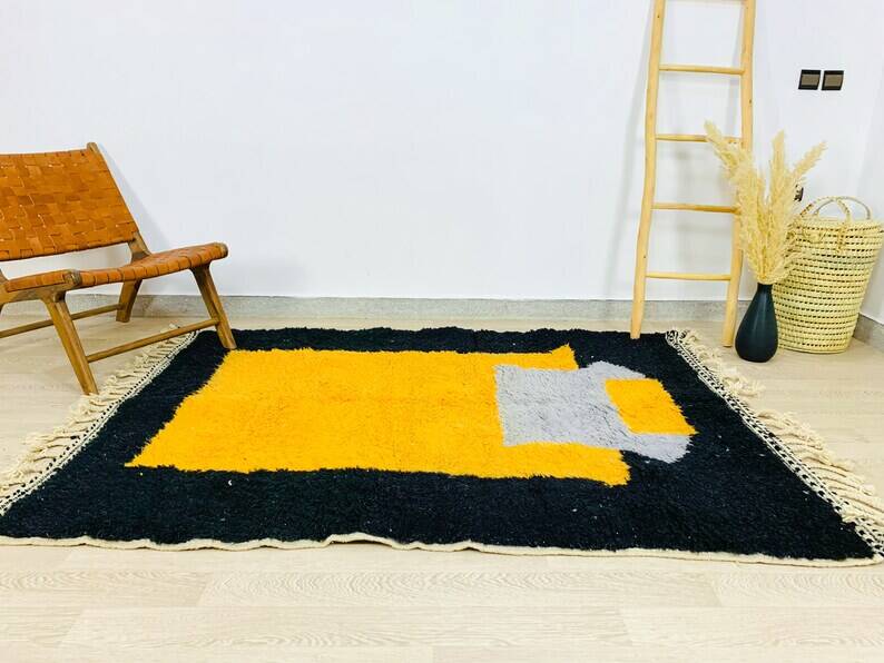 Azilal colorful natural wool handmade rug 300cmx200cm