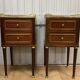 Pair of Louis XVI style bedside tables in mahogany