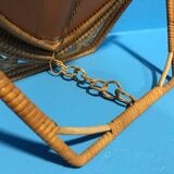 Old vintage wicker rattan mirror