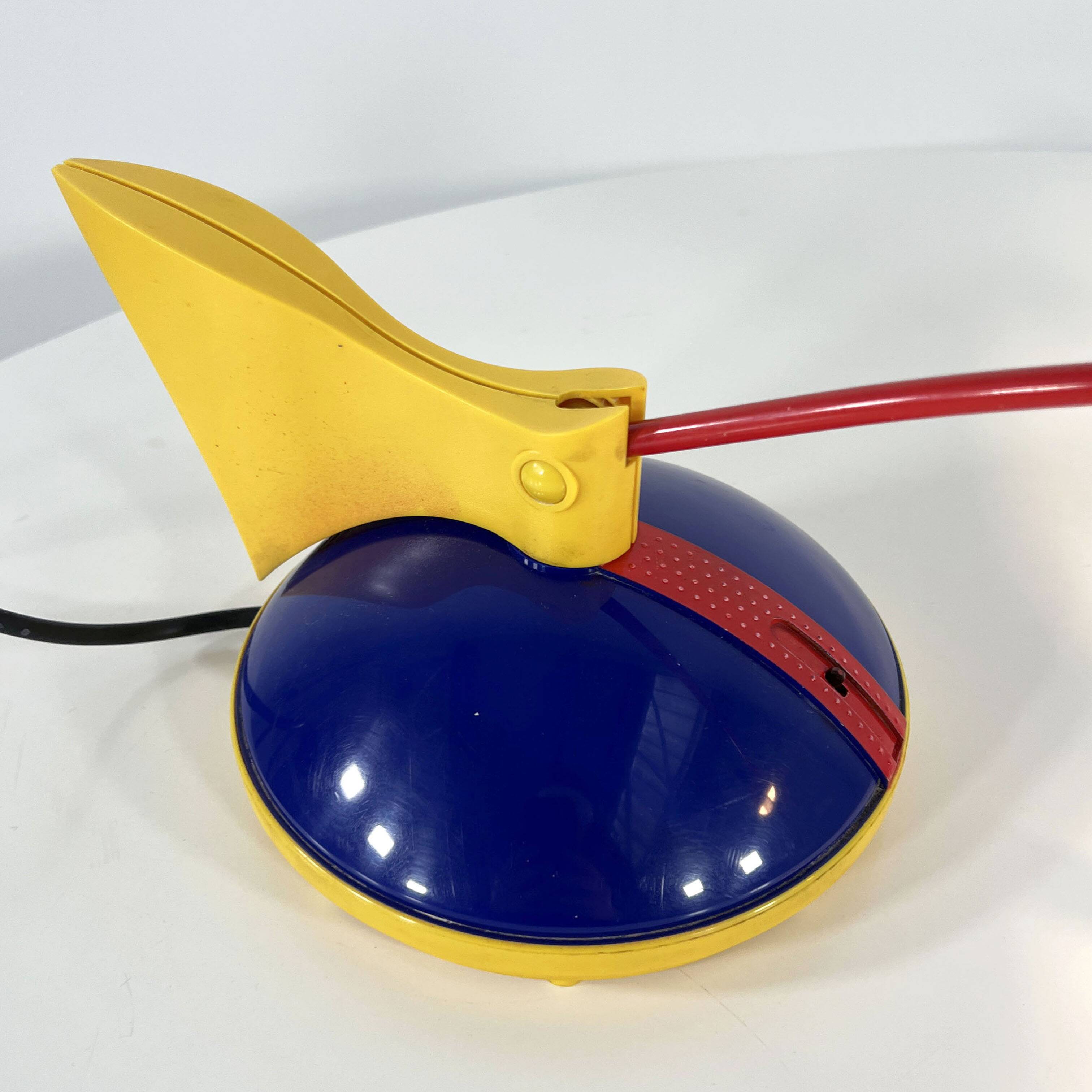 Blue and red toucan desk lamp by Brilliant Leuchten Germany, 1980.