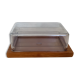 Teak and plastic butter dish