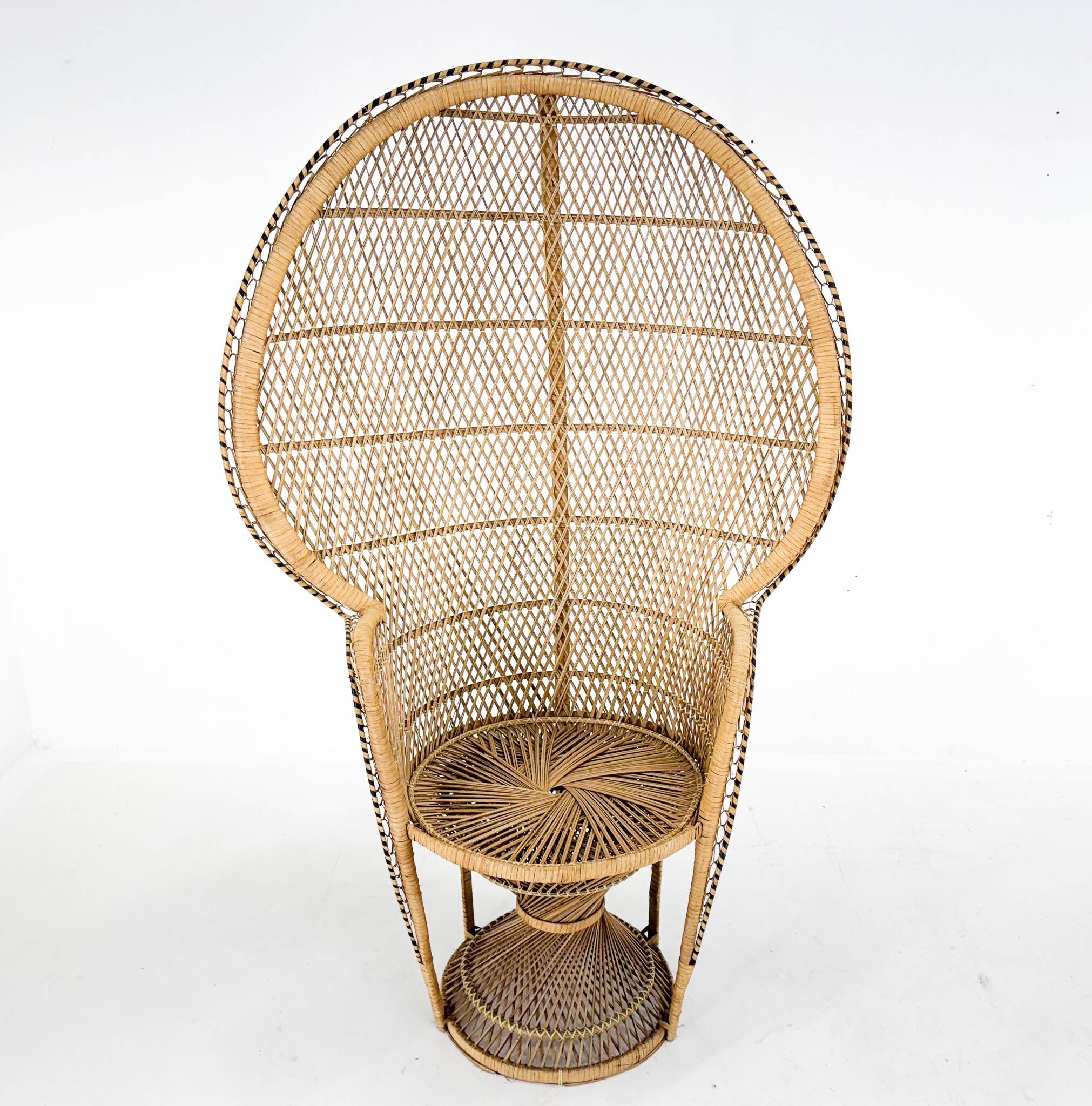 Vintage bohemian peacock wicker chair