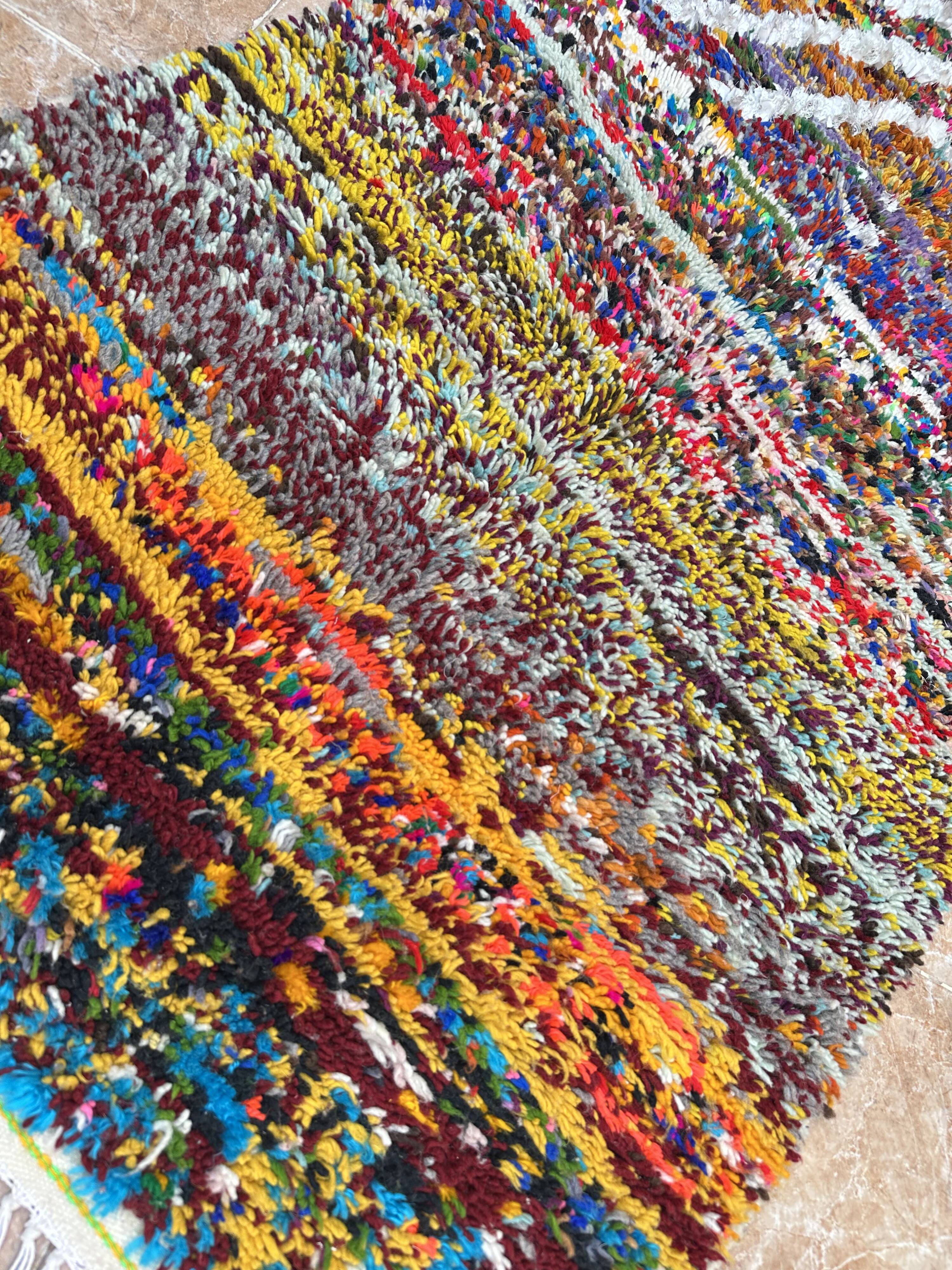 Handmade Azilal Moroccan rug, Berber rug woven from wool.