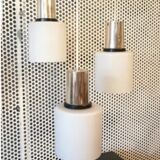 Vintage pendant light in opaline and gold