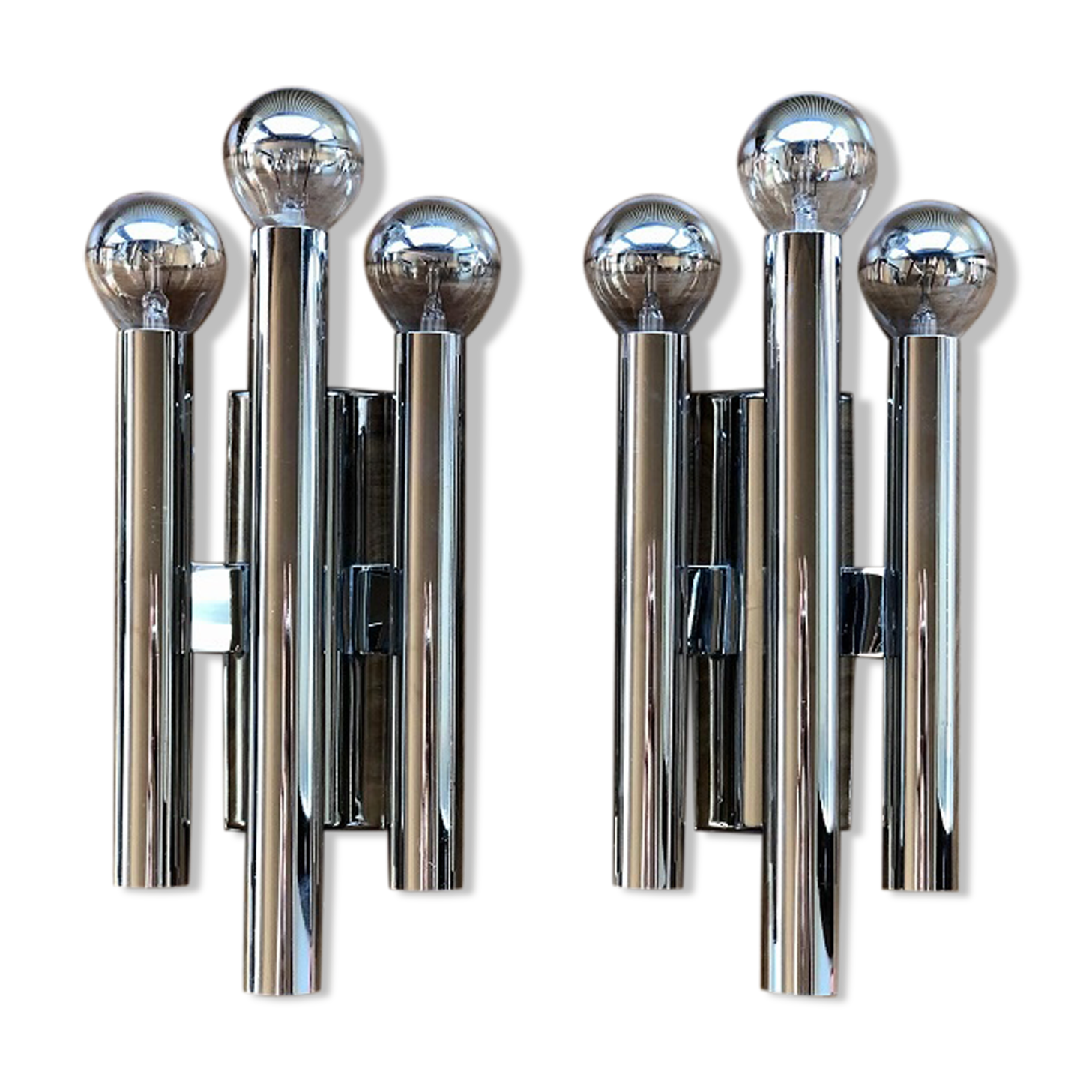 Chrome wall lamps from the 70s