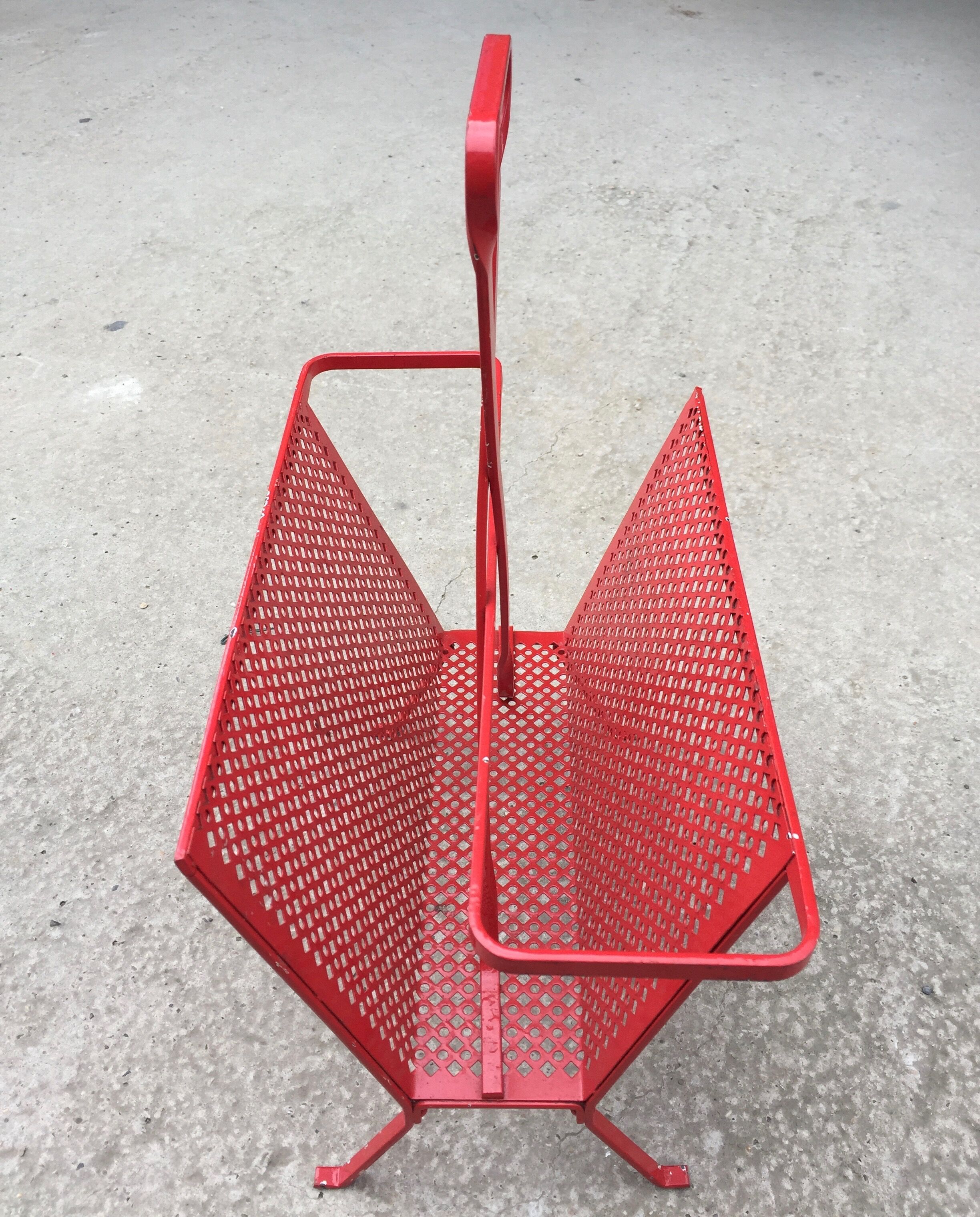 Red metal magazines holder 50s