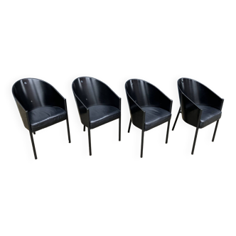 4x Chaises de salle à manger Costes noires originales labellisées par Philippe Starck