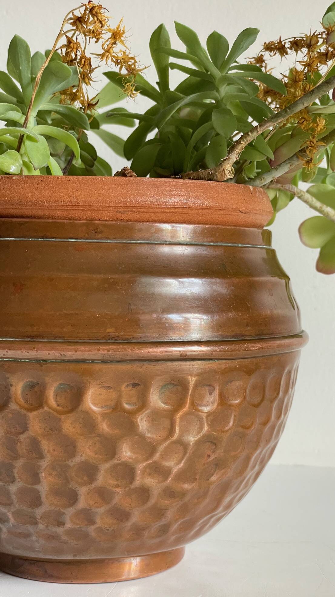 CACHE-POT par VILLEDIEU Cuivre à Patine Vintage