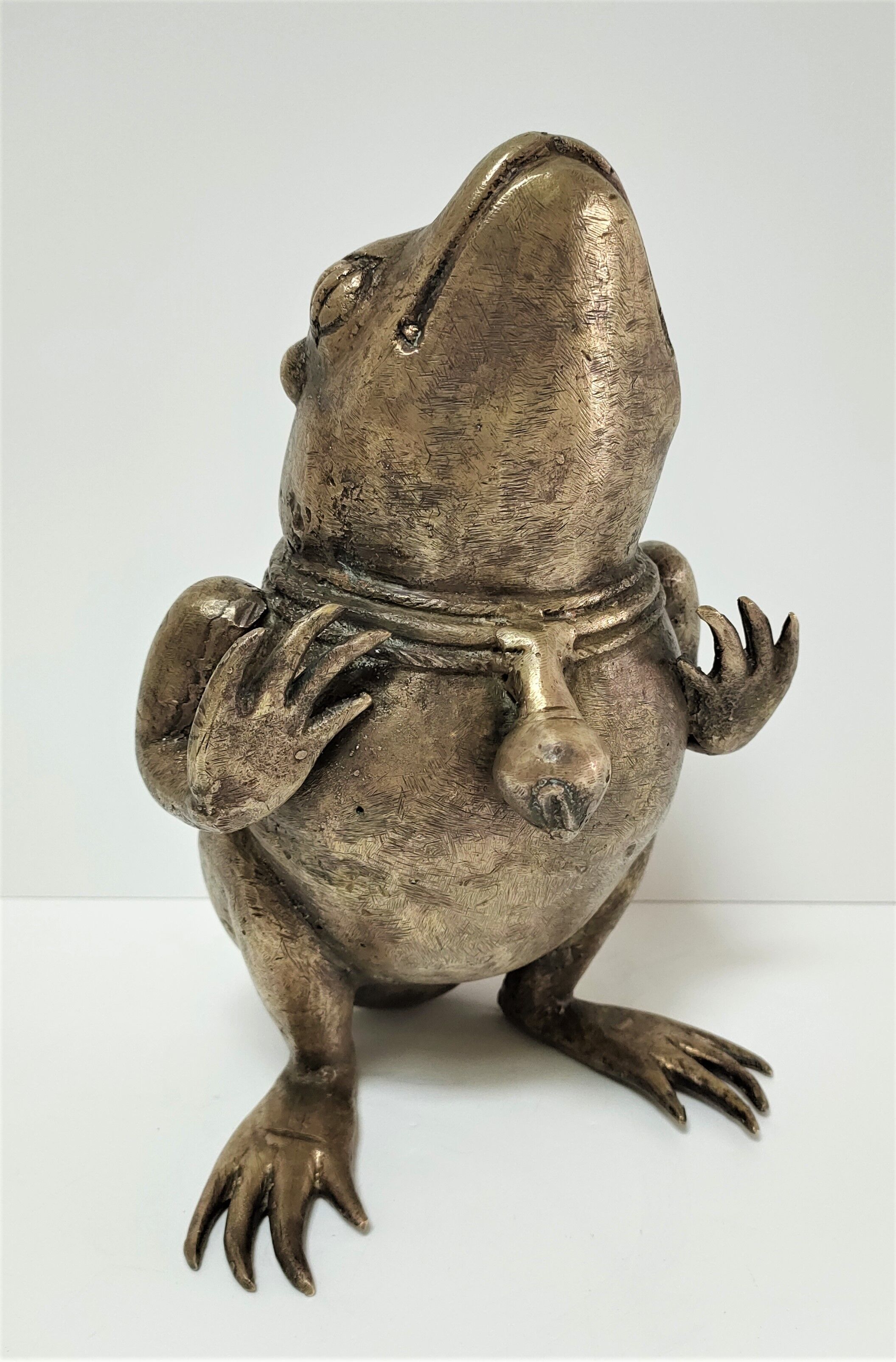 Patinated brass sculptural frog 60s