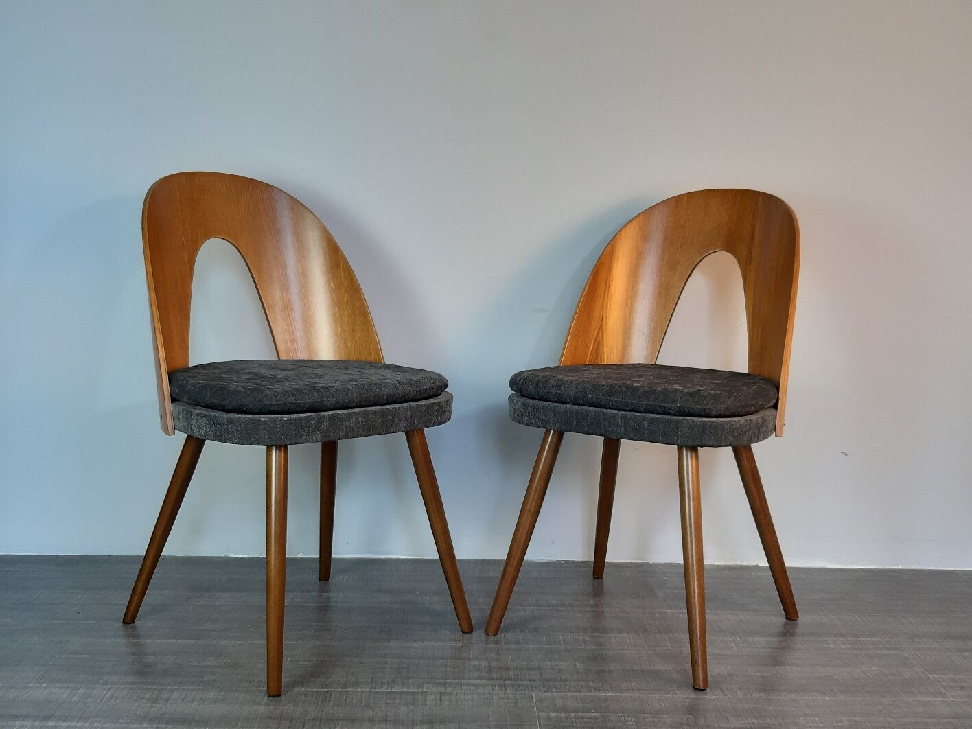 Set 6 chairs Walnut Suman by MIER, Mid-Century Czechoslovakia 1960 s