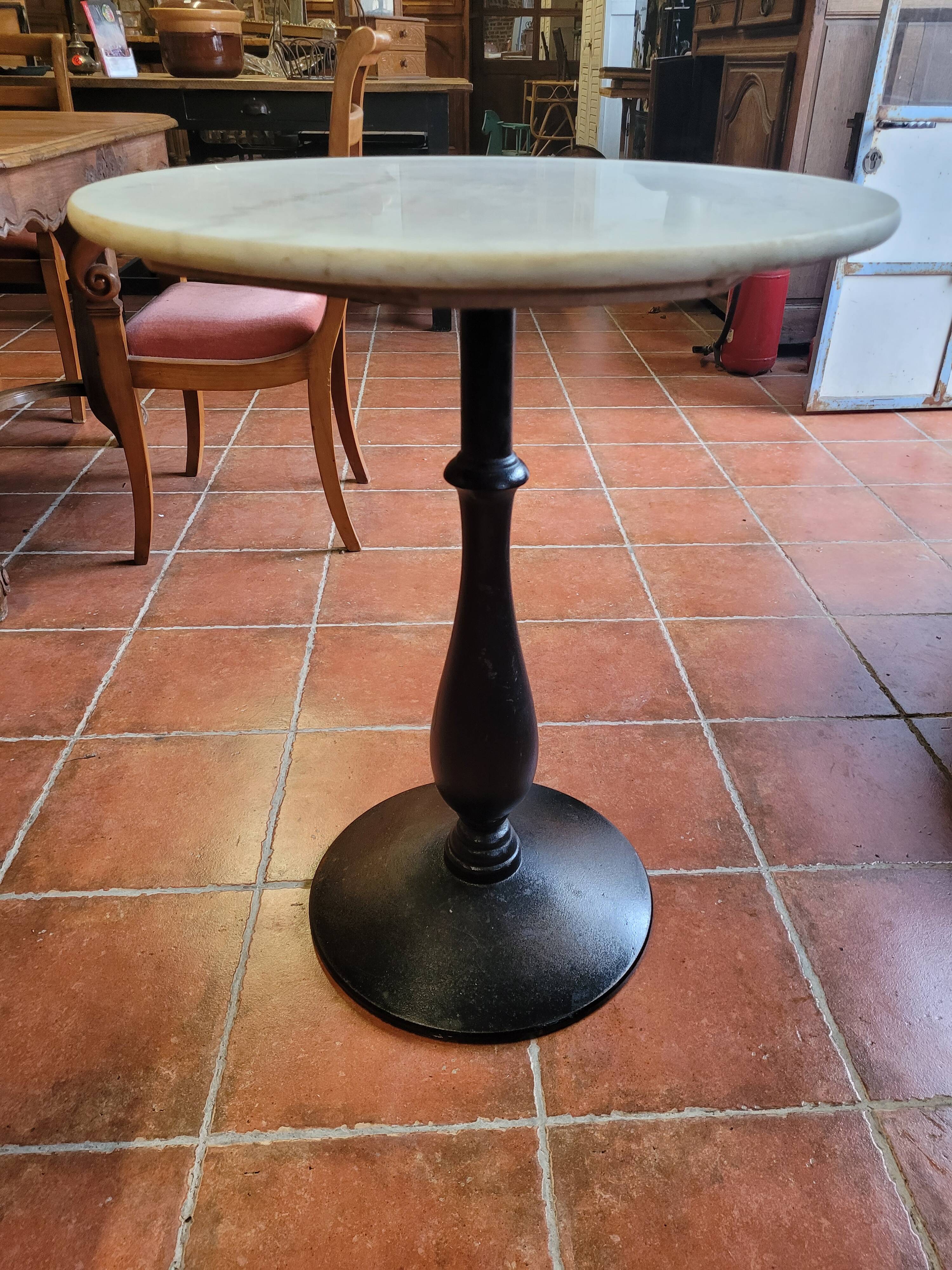 Bistro table base cast iron marble top