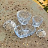 Lot consisting of 3 glassware, lavender blue, two jars with lids and a pocket emptier, vintage