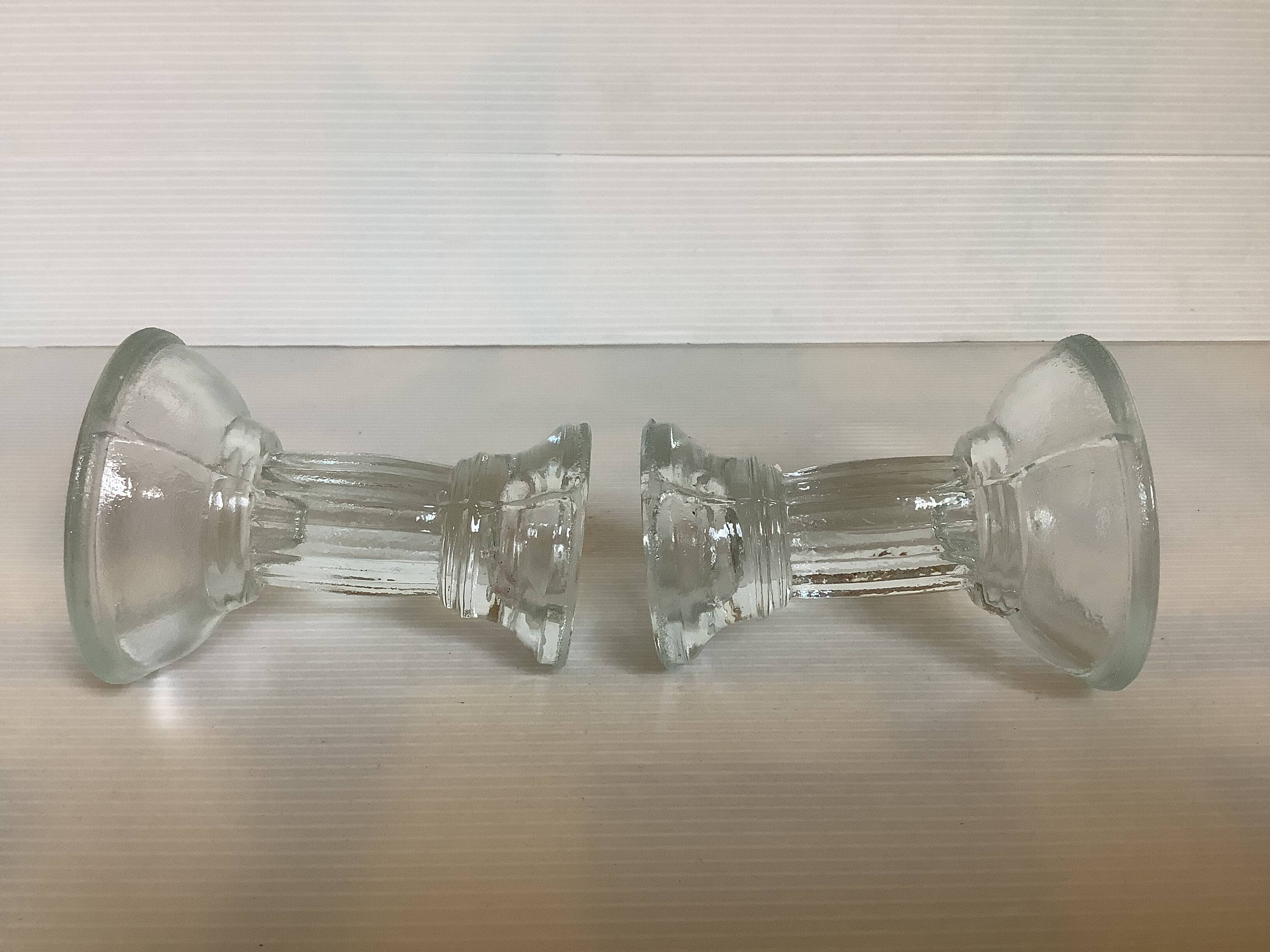 Pair of molded glass candlesticks