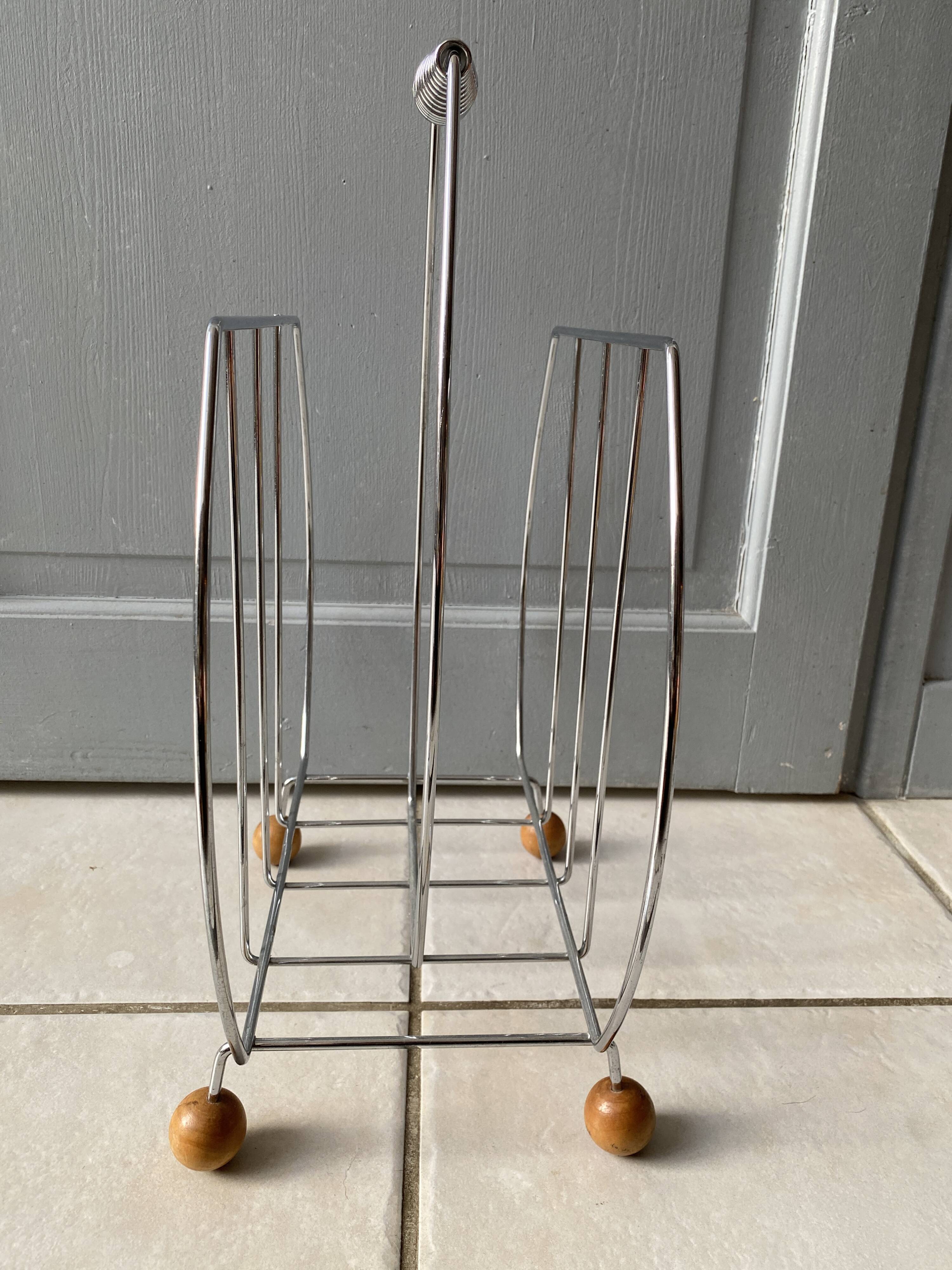 Sputnik Magazine Rack / Vinyl Record Holder - Chrome