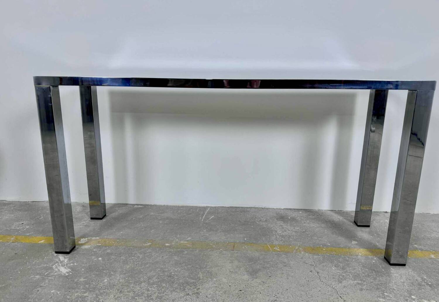 Seventies console structure chrome white marble top