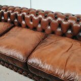 Brown leather chesterfield sofa 3 places
