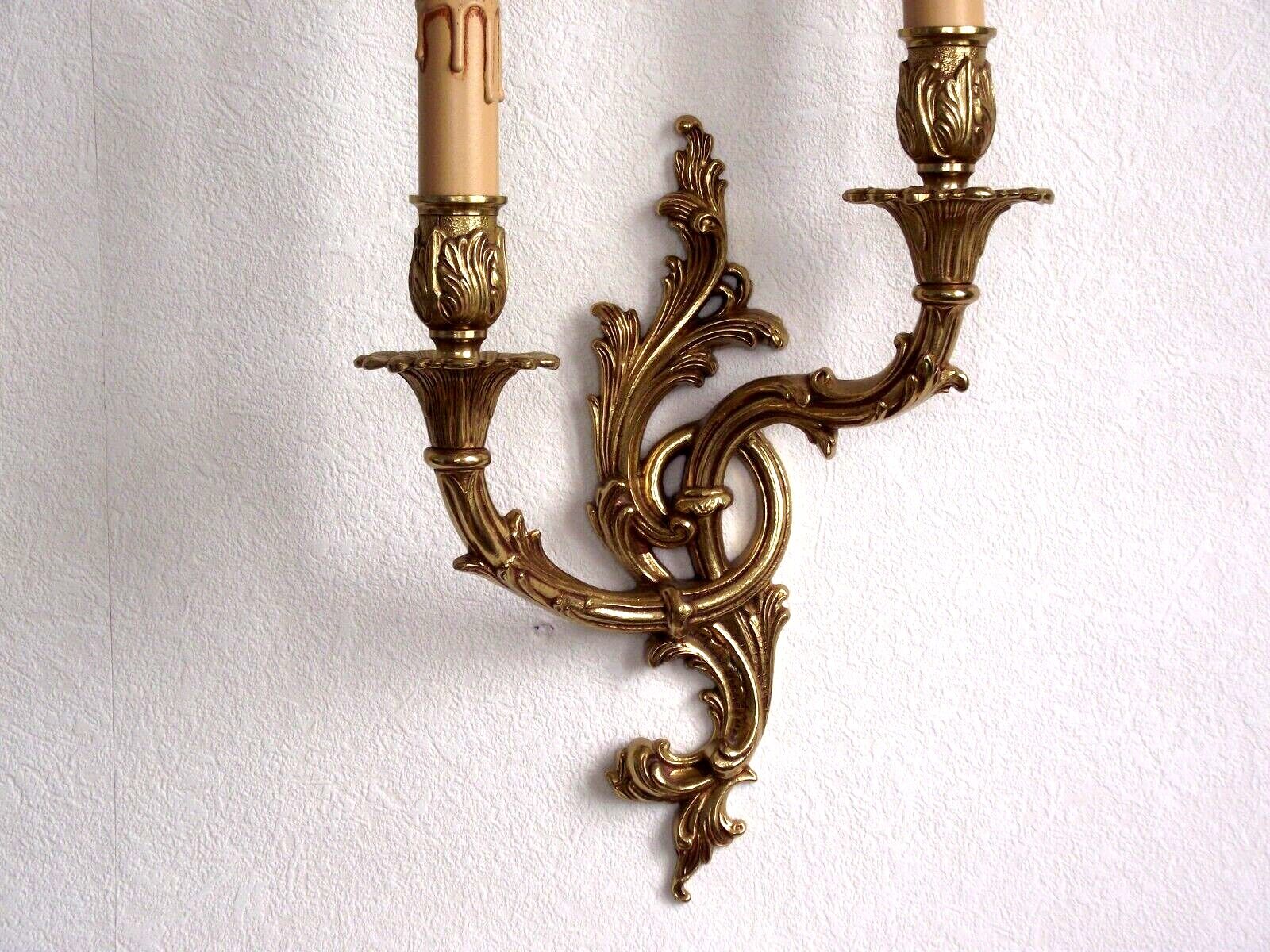 Pair of bronze double wall lights