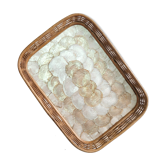 Rattan and mother-of-pearl petals tray