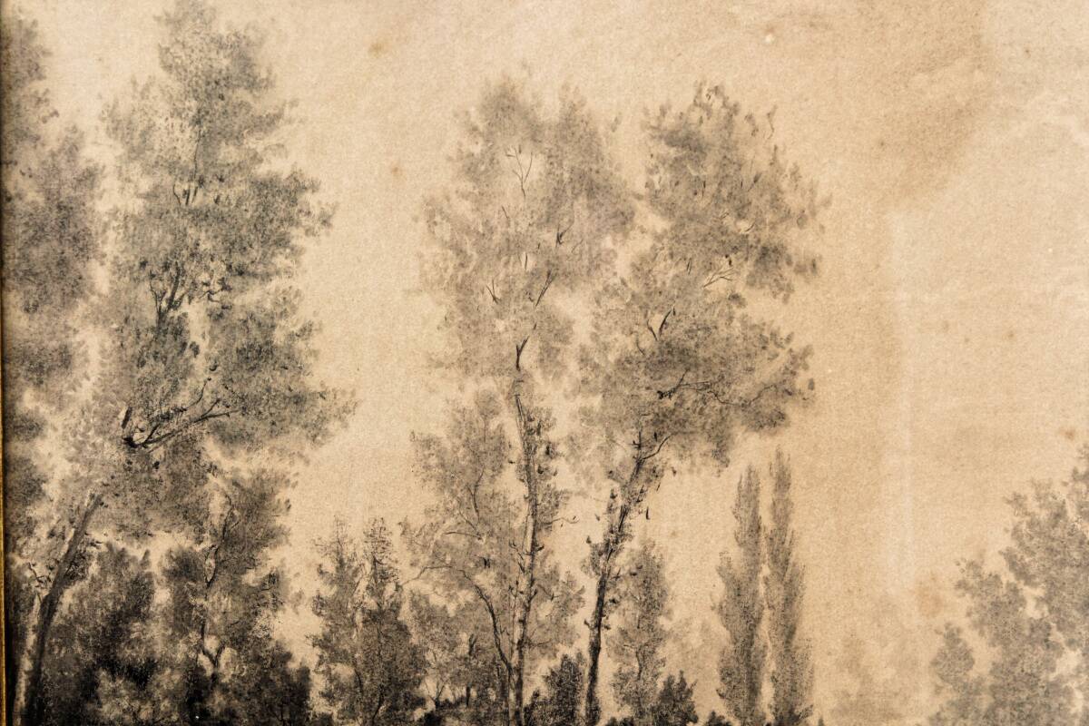 19th century drawing in black chalk