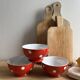 3 porcelain bowls Longchamp red pea white