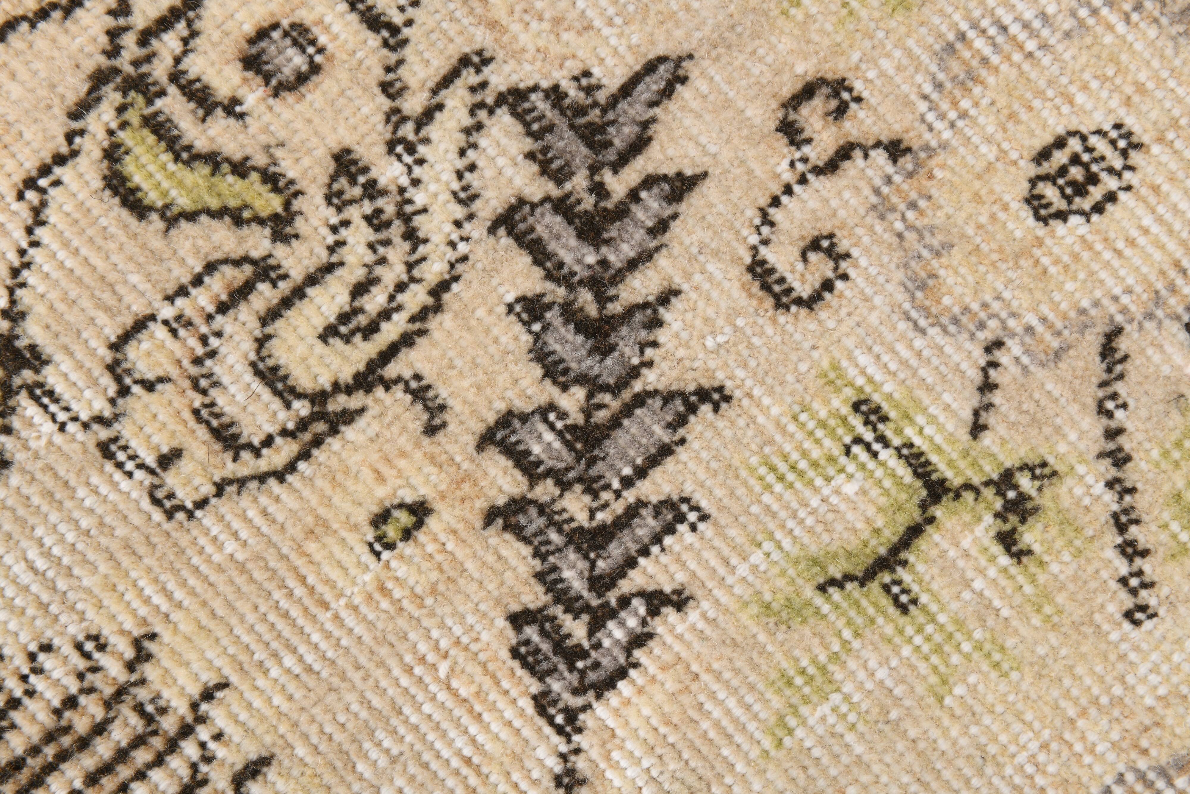 7x10 Turkish Oriental Pattern Light Yellow & Brown Vintage Rug, 215x320Cm