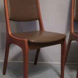Paire de chaises de salle à manger KS Mobler en teck massif et cuir, années 1960