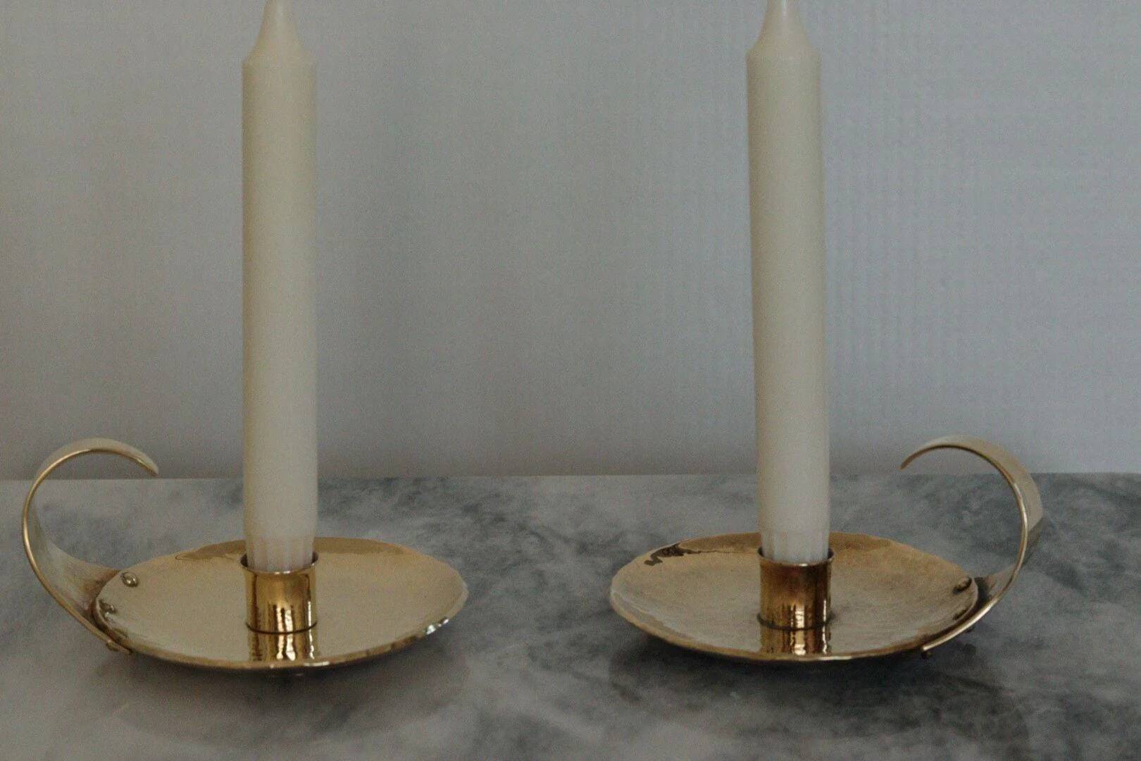 Pair of Swedish mid-century candlestick holders by Skutuna