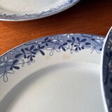 Set of 6 mimosa plates from Sarreguemines, old blue earthenware