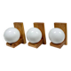 Trois appliques en pin des années 80