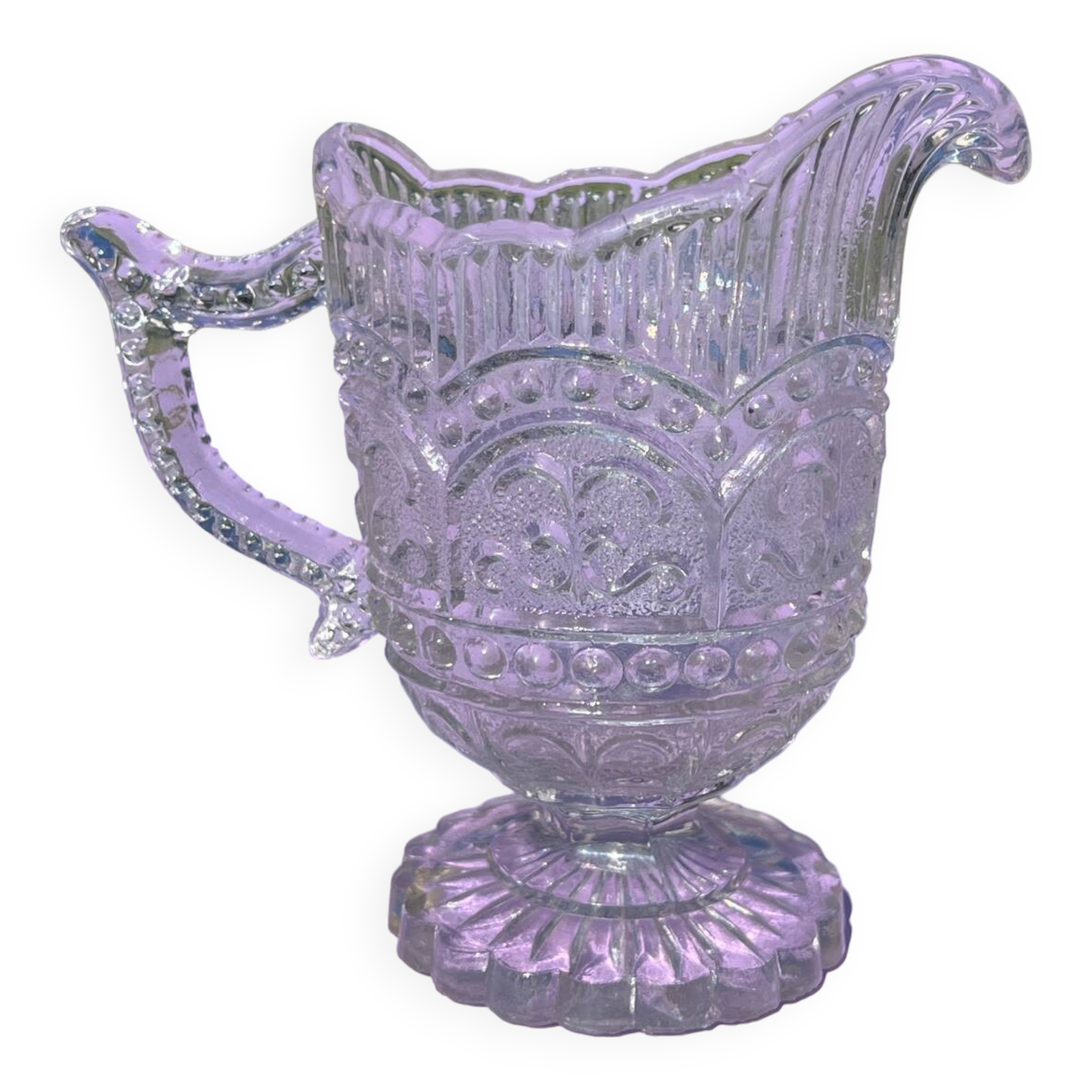 Lot - 2 Aiguières ancienne époque 1900 en cristal moulé