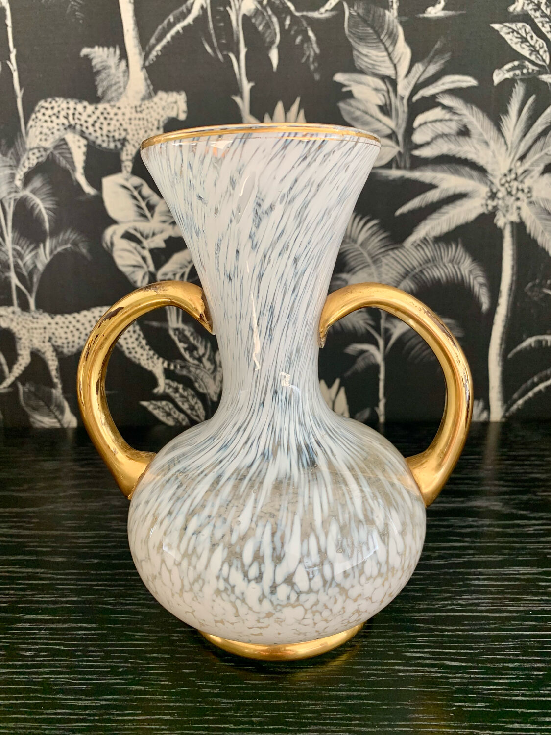 Glass vase by Clichy Art Deco style