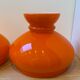 Duo d'abat jour en verre opalin orange vintage
