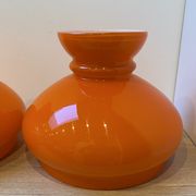 duo of Abat jour in vintage orange opaline glass